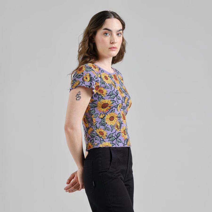 Dedicated Ven Sunflower Haze Purple Rib Top Damen lila